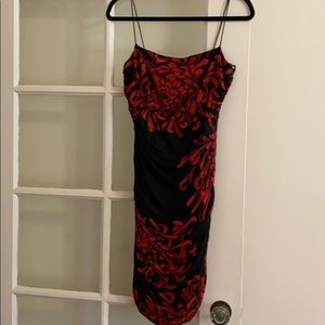 David Meister Black and red cocktail dress.